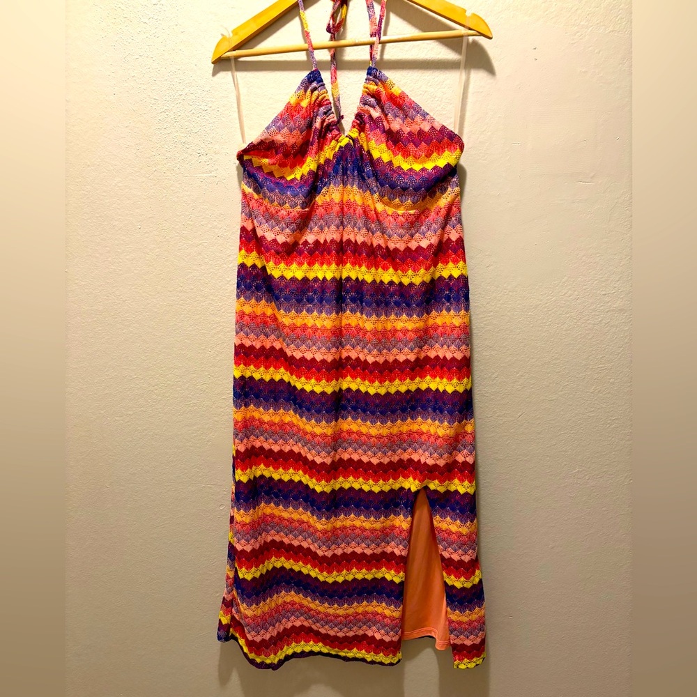 70’s vibe crochet halter dress